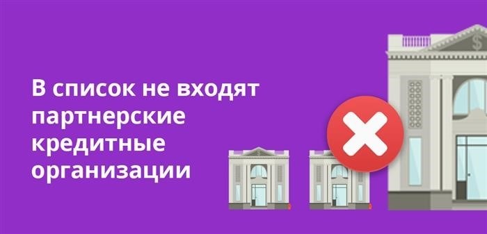 В список не включены соответствующие кредитные организации